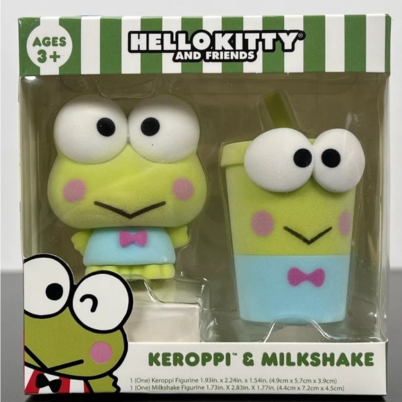 NEW Hello Kitty and Friends Keroppi & Milkshake Flocked 2.5" Figure Set - Picture 1 of 2